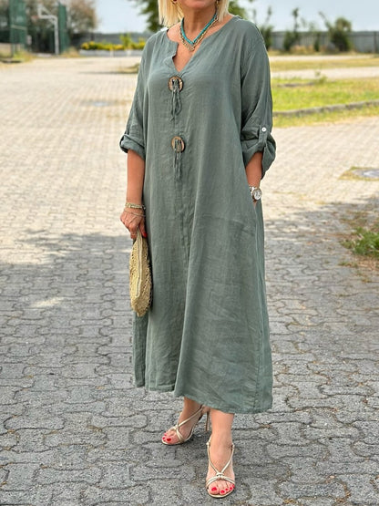 Casual Loose Linen Midi Dress