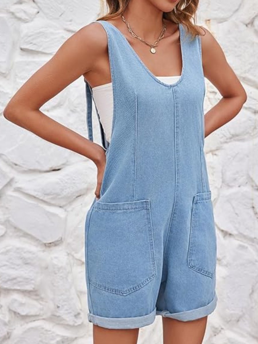 Casual Short Denim Romper