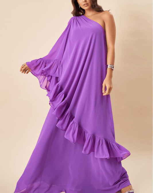 Chic Chiffon Ruffles Long Prom Dress