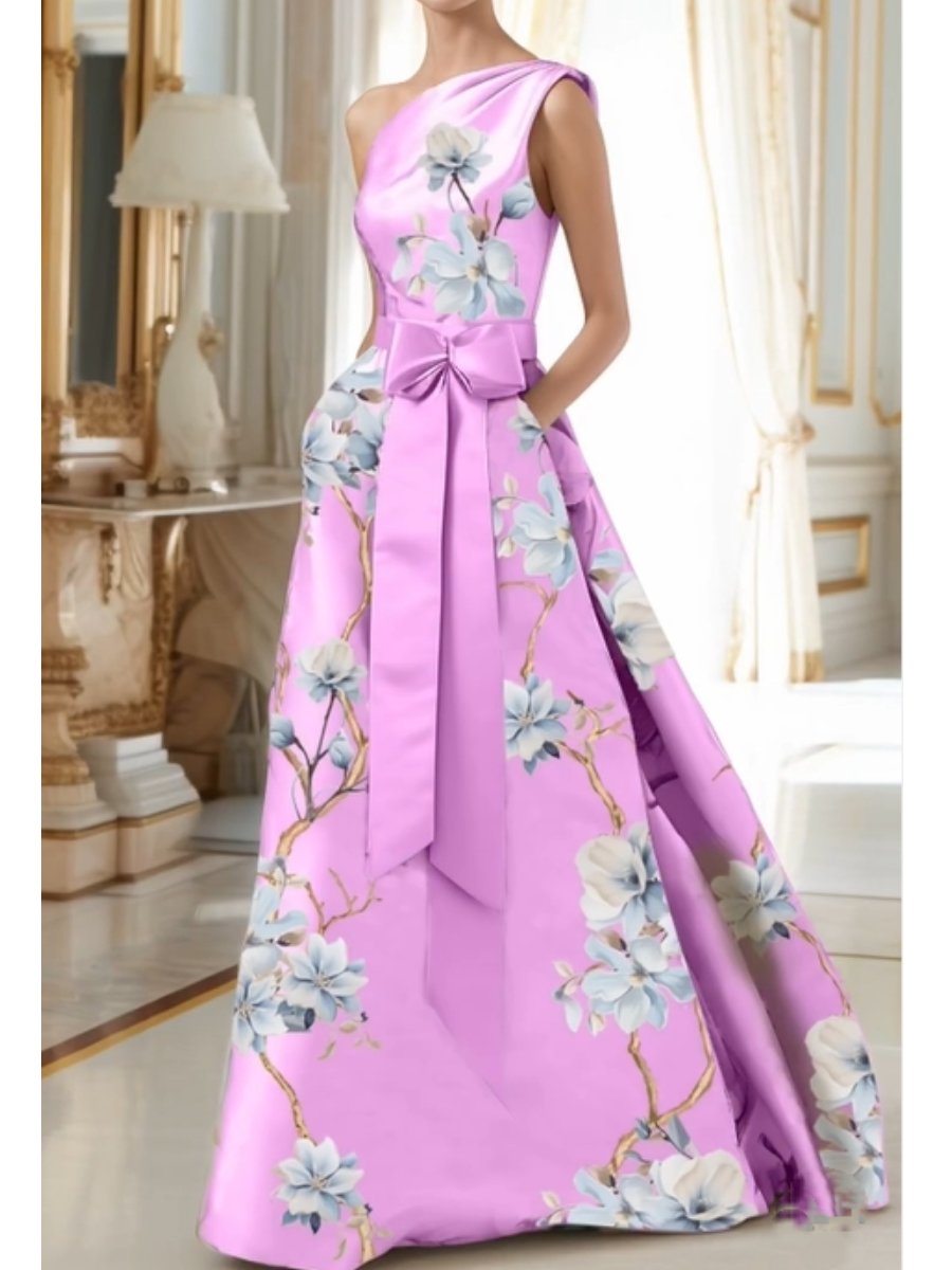 Elegant One-shoulder Printed Dress